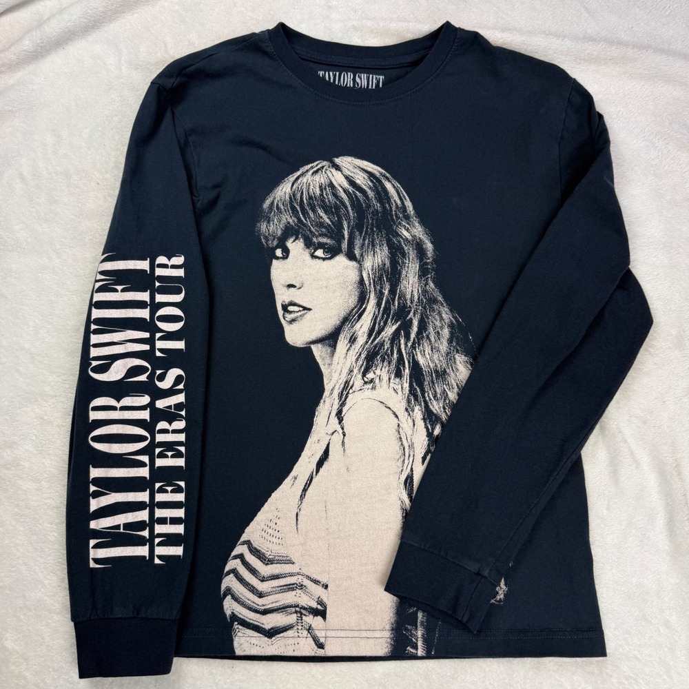 Taylor Swift The Eras Tour Navy Long Sleeve Graphic T-Shirt Kids Youth Large L